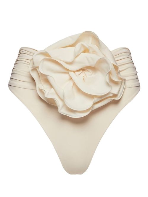 High-waisted Flower Appliqué Swim Bottom