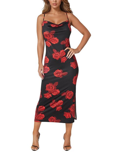 Printed Jersey Maxi Slip Dress