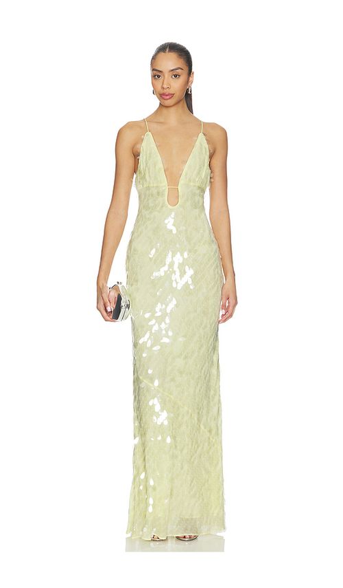 MISHA The Sapphire Sequin Dress in Lemon. L. Also in M, S