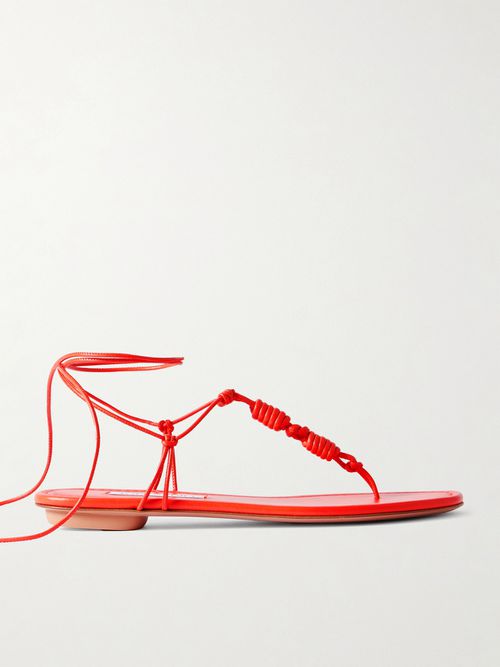 Oaxaca Knotted Leather Sandals - Red