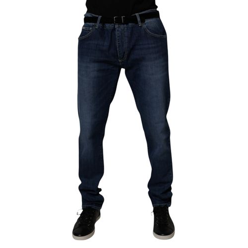 Washed Cotton Stretch Jeans — Blue