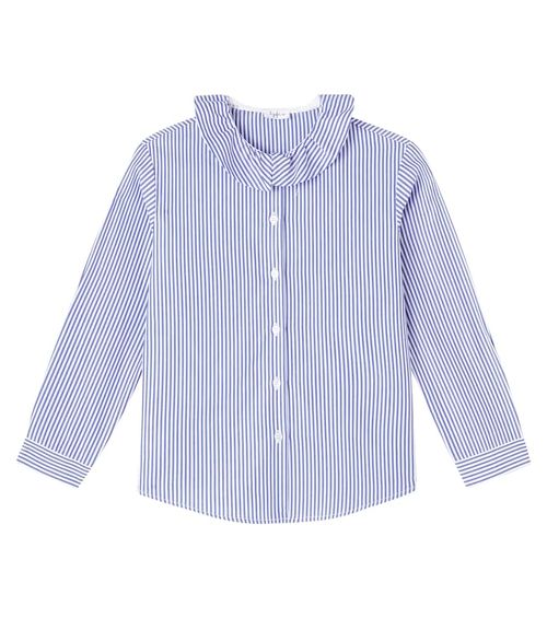 Ruffled striped cotton poplin shirt