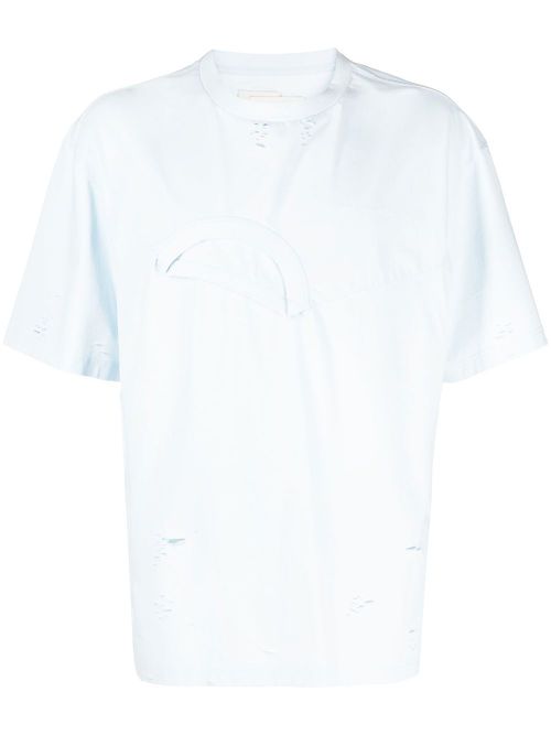 Double-layer distressed effect T-shirt - Blue