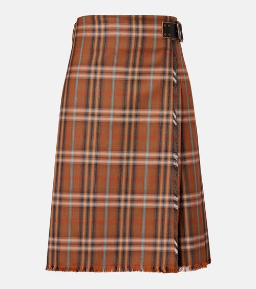 Check wool midi skirt