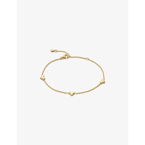 Womens Yellow Gold Heart Station 18ct Yellow Gold-plated Vermeil Sterling-silver Chain Bracelet 