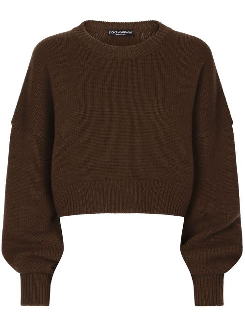 Round-neck drop-shoulder jumper - Brown