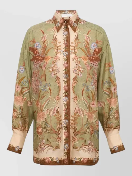 Zimmermann - indra silk shirt floral embroidery cuff