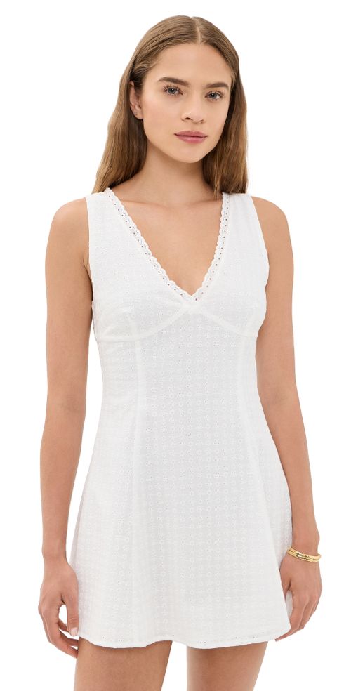 The Eyelet Mini Dress White001