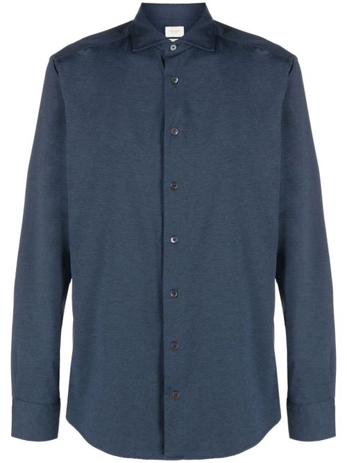 Traiano Rossini Radical Plain Navy Polyamide Shirt