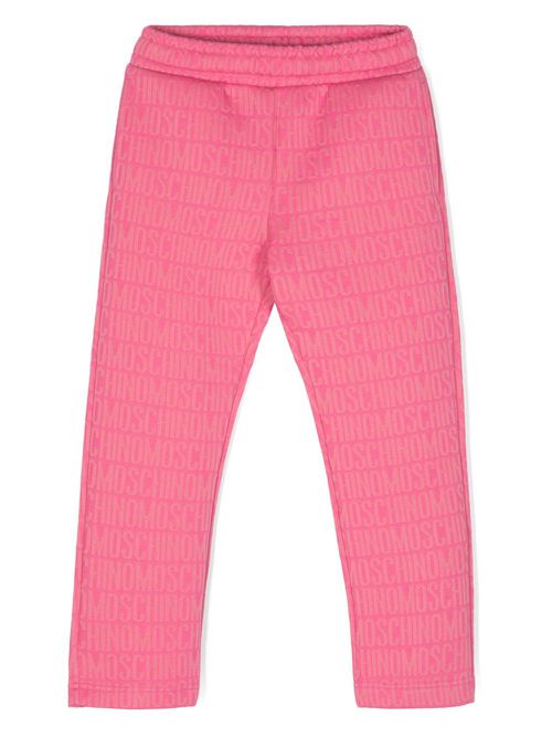 Intarsia-logo straight-leg trousers - Pink