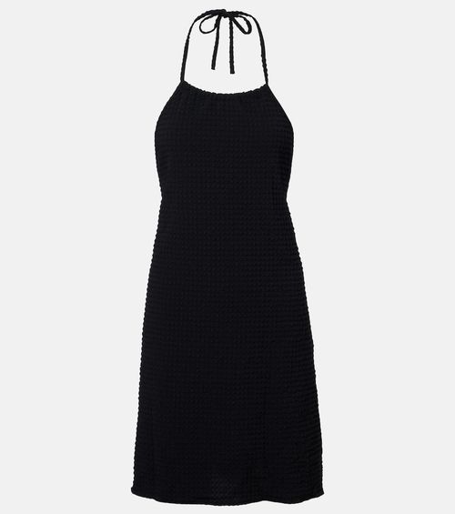 Halterneck seersucker minidress