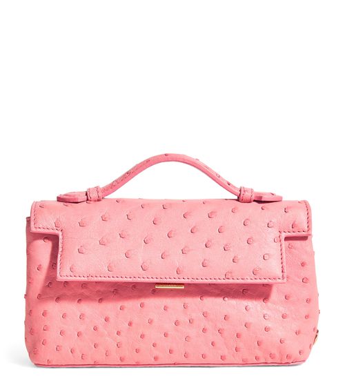 Analeena Ostrich Leather Top-Handle Bag
