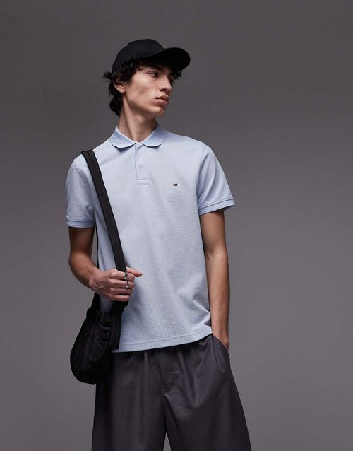 Tommy Hilfiger textured regular polo shirt in pale blue