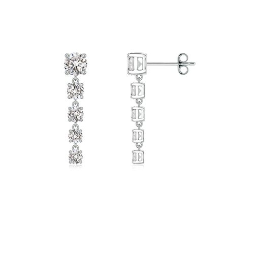 Angara 1.12 CTW Graduated Round Diamond Five-Stone Dangle Earrings in 14K White Gold