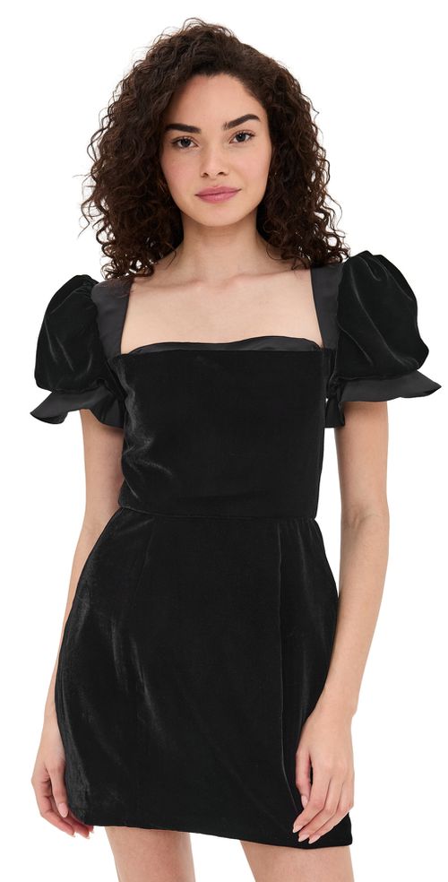 Rose Velvet Mini Dress Black Velvet