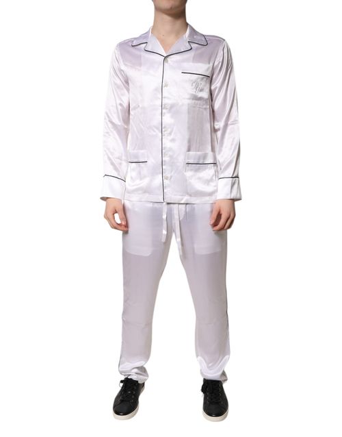 Silk Satin Pajama Set — White