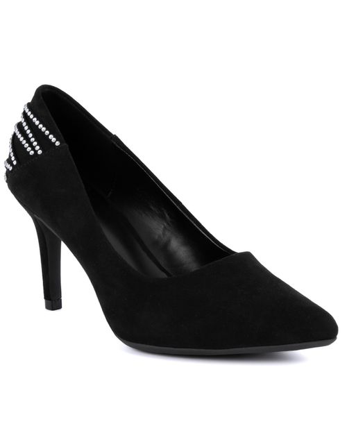 Women's Betolda Pointed Toe Embellished Dress Pumps - Black Micro