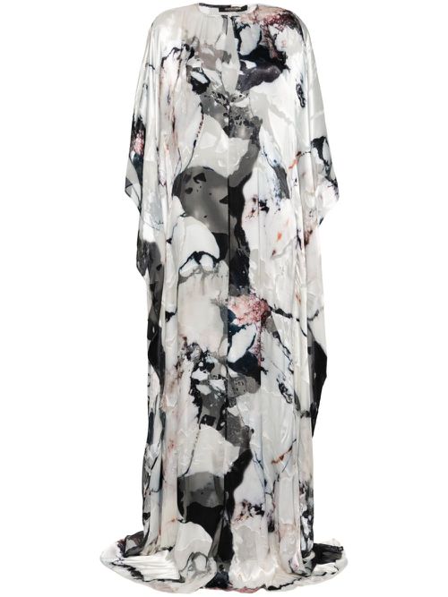 Marble-pattern kaftan - White