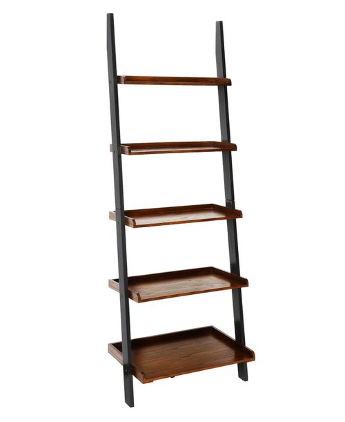 "25"" Solid Pine French Country Bookshelf Ladder - Dark Walnut, Black"