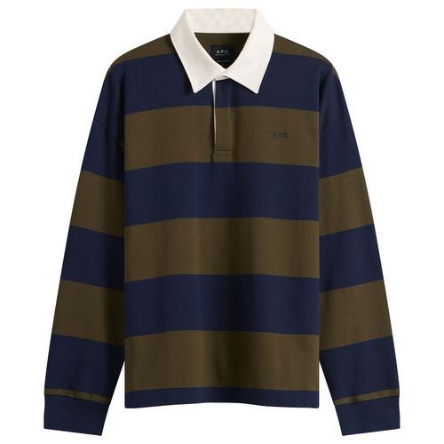Men's Isaac Block Stripe Rugby Shirt Dark Navy
