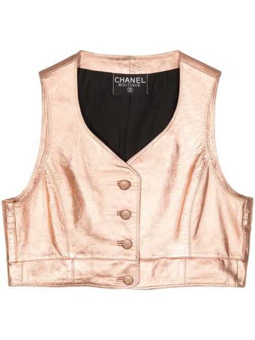 1990s metallic leather vest