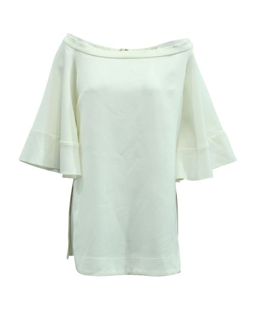 Elize Off-The-Shoulder Bell Sleeve Top in White Cotton