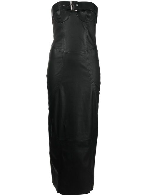 Strapless leather dress - Black