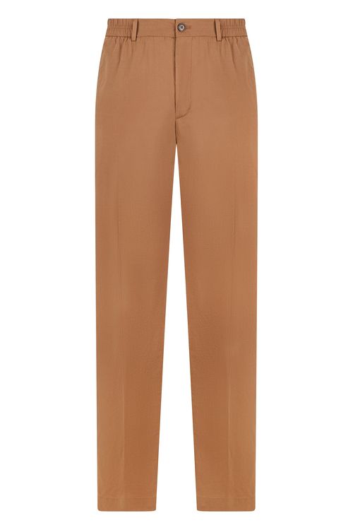 Straight Cotton Pants with High Waist