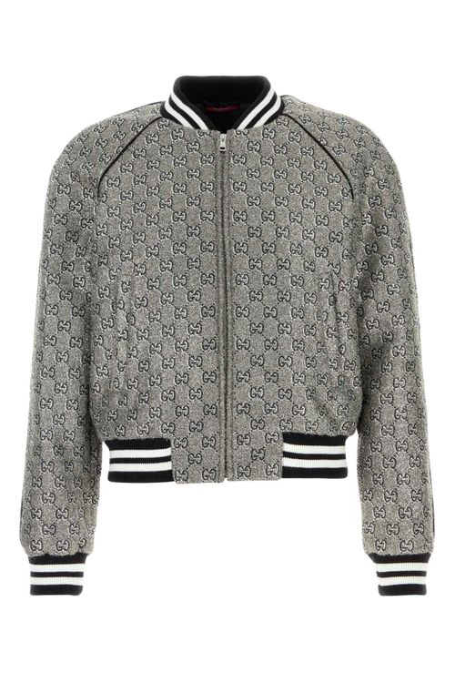 GG Tweed Bomber Jacket — Gray