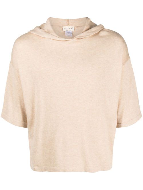 Short-sleeve cropped hoodie - Neutrals