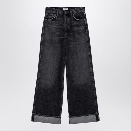 Agolde Women's Dame Dark Grey Wide Ribbed Denim Jeans in Blue | Size 28 | A91591346