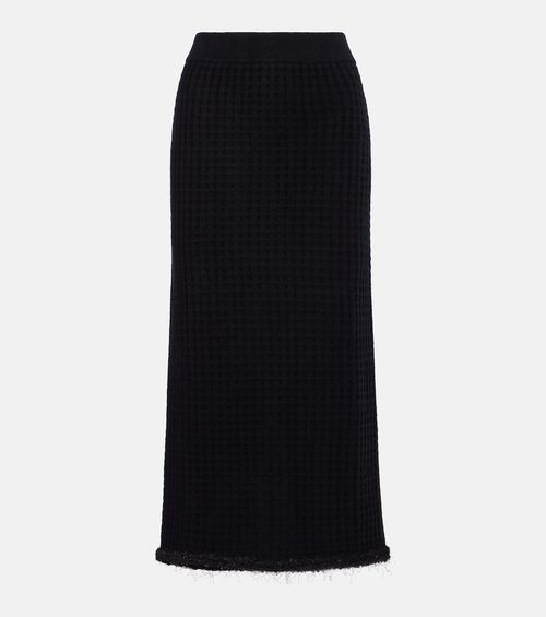 Distressed wool and cashmere pencil skirt
