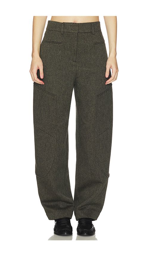 Ganni Mouline Suiting Curved Pant in Forest Night. 40 also , 34