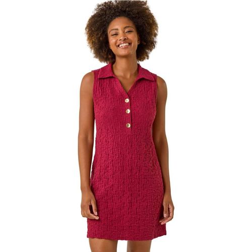 Roman Women's Crinkle Collared A-Line Stretch Dress in Wine