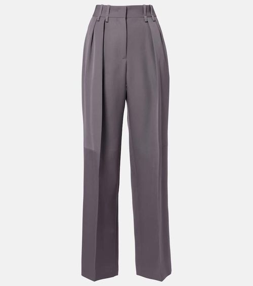 Pleated wool wide-leg pants
