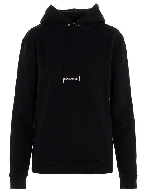 Logo-Embroidered Cotton Hoodie — Black
