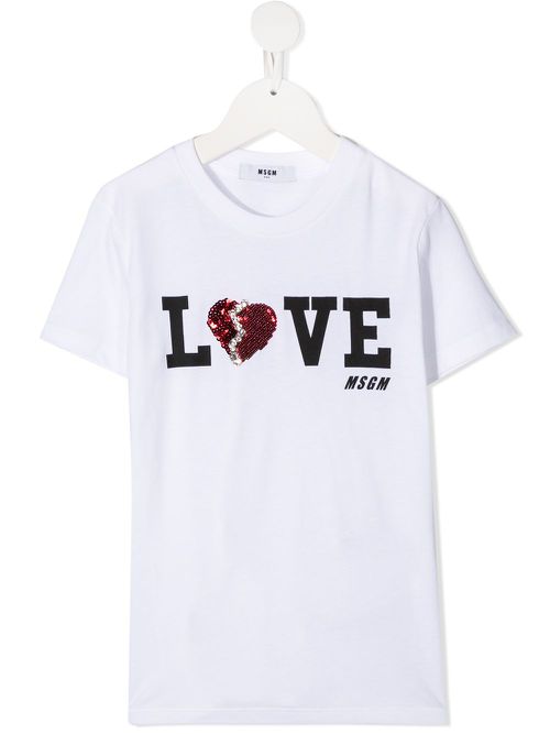 Embellished-logo T-shirt - White