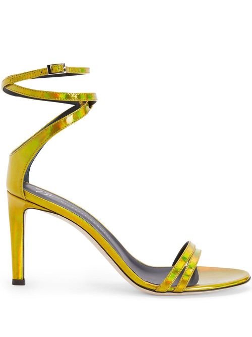 Metallic-finish stiletto sandals - Yellow