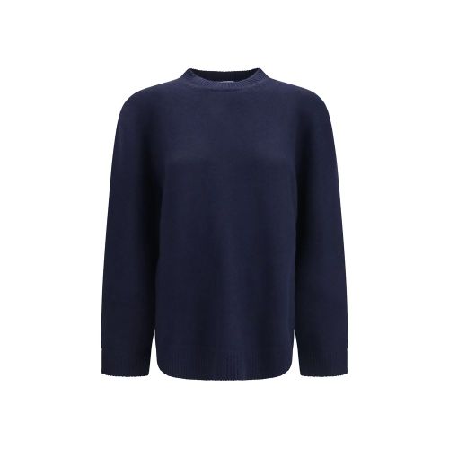 Wool with Suede Elbow Patches Sweater — Navy