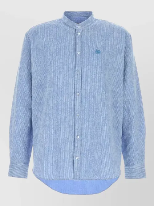 Etro - long sleeve mandarin collar striped shirt