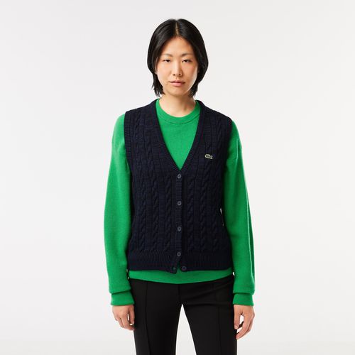 Women's Sleeveless Cable Knit Cotton and Wool Blend Vest
