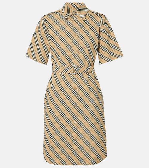 Check cotton shirt dress