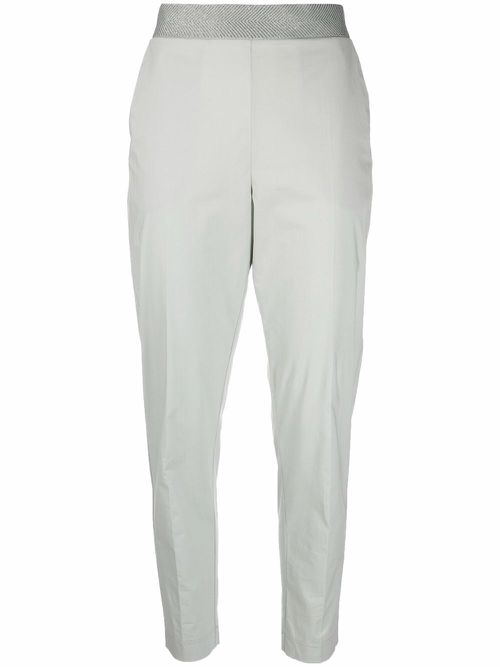 Contrast-waist tapered trousers - Green