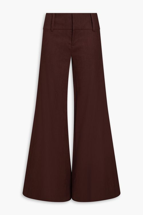 Alice Olivia - Olivia linen-blend wide-leg pants - Brown - US 10