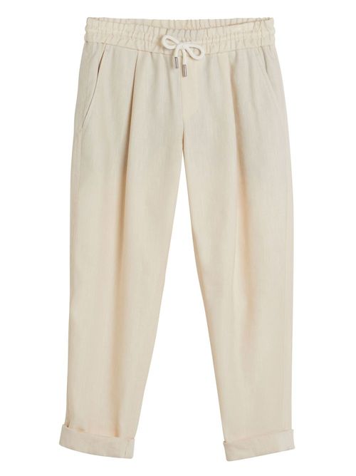 Elasticated-waist tapered trousers - Neutrals