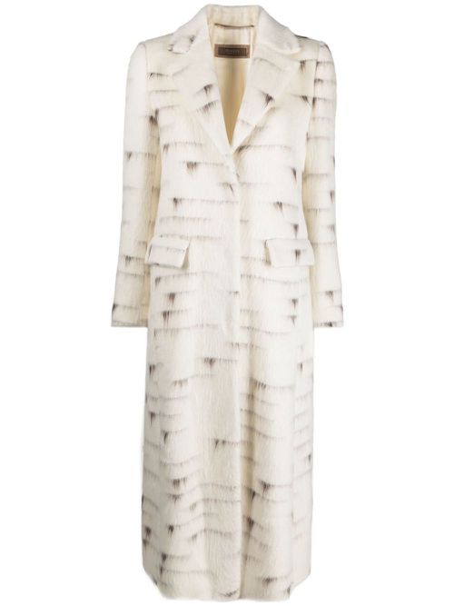 Abstract-pattern brushed coat - Neutrals