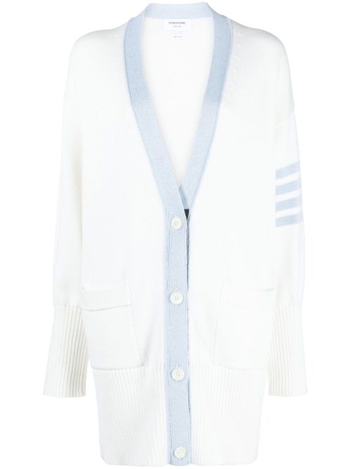 4-Bar cotton cardigan - White