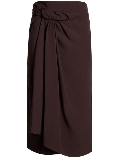 Knot detail straight-cut skirt - Brown