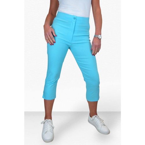 Paulo Due Women's Cropped Capri Stretch Trousers in Aqua
