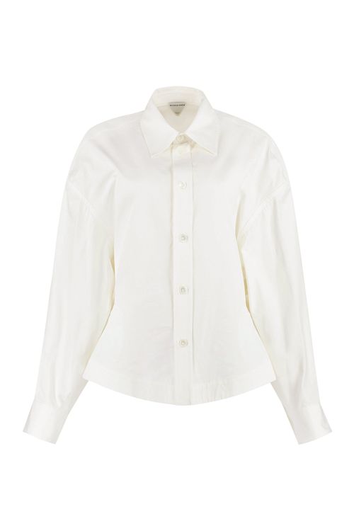 Asymmetric Hem Long Sleeve Cotton Shirt